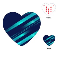 Blue Neon Lines, Blue Background, Abstract Background Playing Cards Single Design (heart) by nateshop