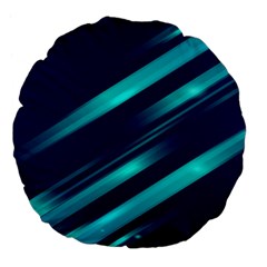 Blue Neon Lines, Blue Background, Abstract Background Large 18  Premium Flano Round Cushions by nateshop