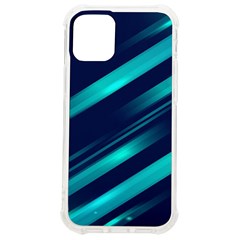 Blue Neon Lines, Blue Background, Abstract Background Iphone 12 Mini Tpu Uv Print Case	 by nateshop