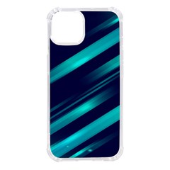 Blue Neon Lines, Blue Background, Abstract Background Iphone 14 Tpu Uv Print Case