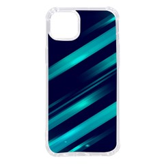 Blue Neon Lines, Blue Background, Abstract Background Iphone 14 Plus Tpu Uv Print Case by nateshop