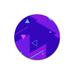 Purple Geometric Abstraction, Purple Neon Background Rubber Coaster (round) by nateshop