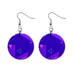 Purple Geometric Abstraction, Purple Neon Background Mini Button Earrings by nateshop