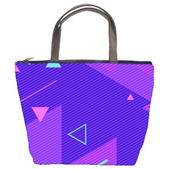 Purple Geometric Abstraction, Purple Neon Background Bucket Bag by nateshop