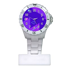 Purple Geometric Abstraction, Purple Neon Background Plastic Nurses Watch