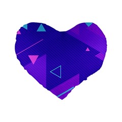 Purple Geometric Abstraction, Purple Neon Background Standard 16  Premium Flano Heart Shape Cushions