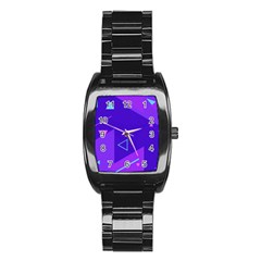 Purple Geometric Abstraction, Purple Neon Background Stainless Steel Barrel Watch by nateshop