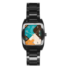Retro Colored Abstraction Background, Creative Retro Stainless Steel Barrel Watch