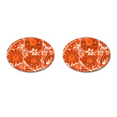 Mazipoodles Love Flowers - White Orange Too Cufflinks (oval) by Mazipoodles