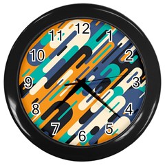 Abstract Rays, Material Design, Colorful Lines, Geometric Wall Clock (Black)