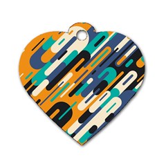 Abstract Rays, Material Design, Colorful Lines, Geometric Dog Tag Heart (one Side) by nateshop