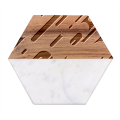 Abstract Rays, Material Design, Colorful Lines, Geometric Marble Wood Coaster (hexagon)  by nateshop