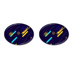 Blue Background Geometric Abstrac Cufflinks (oval) by nateshop