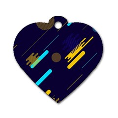 Blue Background Geometric Abstrac Dog Tag Heart (two Sides) by nateshop