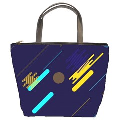 Blue Background Geometric Abstrac Bucket Bag by nateshop