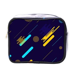 Blue Background Geometric Abstrac Mini Toiletries Bag (one Side) by nateshop