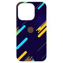 Blue Background Geometric Abstrac Iphone 14 Pro Black Uv Print Case by nateshop