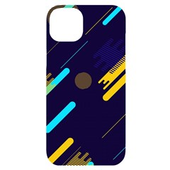 Blue Background Geometric Abstrac Iphone 14 Plus Black Uv Print Case by nateshop