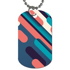 Blue Geometric Background, Abstract Lines Background Dog Tag (two Sides) by nateshop