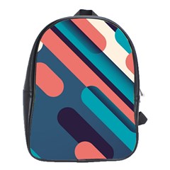 Blue Geometric Background, Abstract Lines Background School Bag (xl) by nateshop