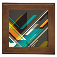 Material Design, Lines, Retro Abstract Art, Geometry Framed Tile by nateshop