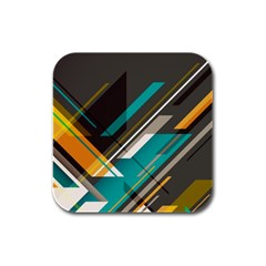 Material Design, Lines, Retro Abstract Art, Geometry Rubber Square Coaster (4 Pack) by nateshop