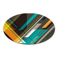 Material Design, Lines, Retro Abstract Art, Geometry Oval Magnet by nateshop