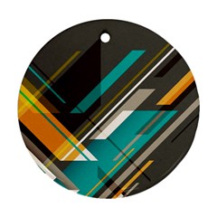 Material Design, Lines, Retro Abstract Art, Geometry Round Ornament (two Sides) by nateshop