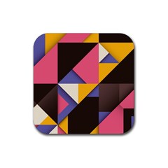 Retro Colorful Background, Geometric Abstraction Rubber Coaster (square) by nateshop