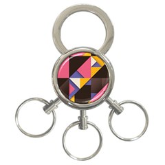 Retro Colorful Background, Geometric Abstraction 3-ring Key Chain by nateshop