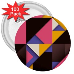 Retro Colorful Background, Geometric Abstraction 3  Buttons (100 Pack)  by nateshop