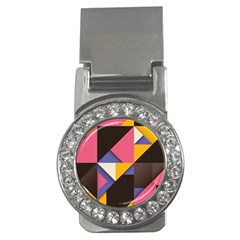 Retro Colorful Background, Geometric Abstraction Money Clips (cz)  by nateshop