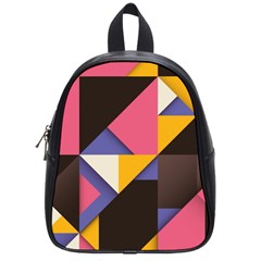 Retro Colorful Background, Geometric Abstraction School Bag (small) by nateshop
