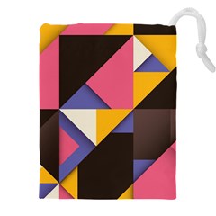 Retro Colorful Background, Geometric Abstraction Drawstring Pouch (4xl) by nateshop