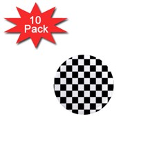 Black White Checker Pattern Checkerboard 1  Mini Magnet (10 Pack)  by Grandong