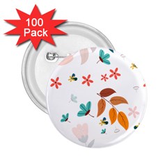 Flowers Leaves Background Floral 2 25  Buttons (100 Pack)  by Grandong