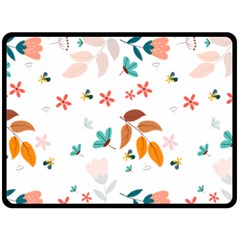 Flowers Leaves Background Floral Two Sides Fleece Blanket (large) by Grandong