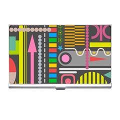 Pattern Geometric Abstract Colorful Arrows Lines Circles Triangles Business Card Holder by Grandong