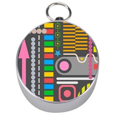 Pattern Geometric Abstract Colorful Arrows Lines Circles Triangles Silver Compasses by Grandong