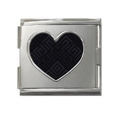 Black Pattern, Black, Pattern Mega Link Heart Italian Charm (18mm)