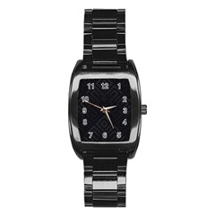 Black Pattern, Black, Pattern Stainless Steel Barrel Watch