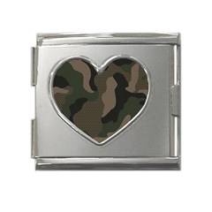 Camo, Abstract, Beige, Black, Brown Military, Mixed, Olive Mega Link Heart Italian Charm (18mm) by nateshop