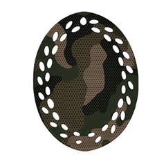 Camo, Abstract, Beige, Black, Brown Military, Mixed, Olive Oval Filigree Ornament (two Sides) by nateshop