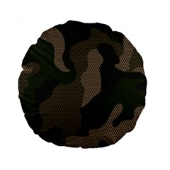 Camo, Abstract, Beige, Black, Brown Military, Mixed, Olive Standard 15  Premium Round Cushions by nateshop