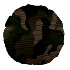 Camo, Abstract, Beige, Black, Brown Military, Mixed, Olive Large 18  Premium Round Cushions by nateshop