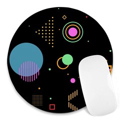 Colartive, Aesthetic, Amoled, Black, Colorful, Desenho Round Mousepad by nateshop