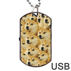 Doge, Memes, Pattern Dog Tag USB Flash (Two Sides)