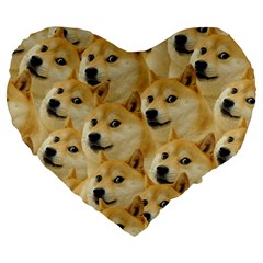 Doge, Memes, Pattern Large 19  Premium Flano Heart Shape Cushions