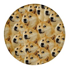 Doge, Memes, Pattern Round Glass Fridge Magnet (4 pack)