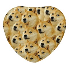 Doge, Memes, Pattern Heart Glass Fridge Magnet (4 pack)